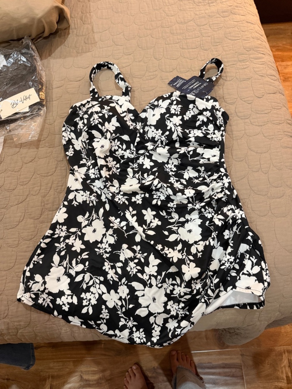 Black & White Floral One-Piece Swimsuit